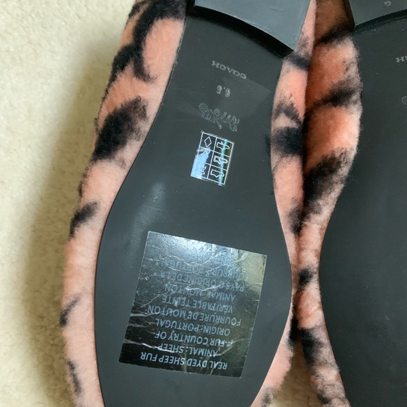 COACH HOLLY SHEARLING PINK AND BLACK LOGO SLIPPERS - Picture 7 of 16